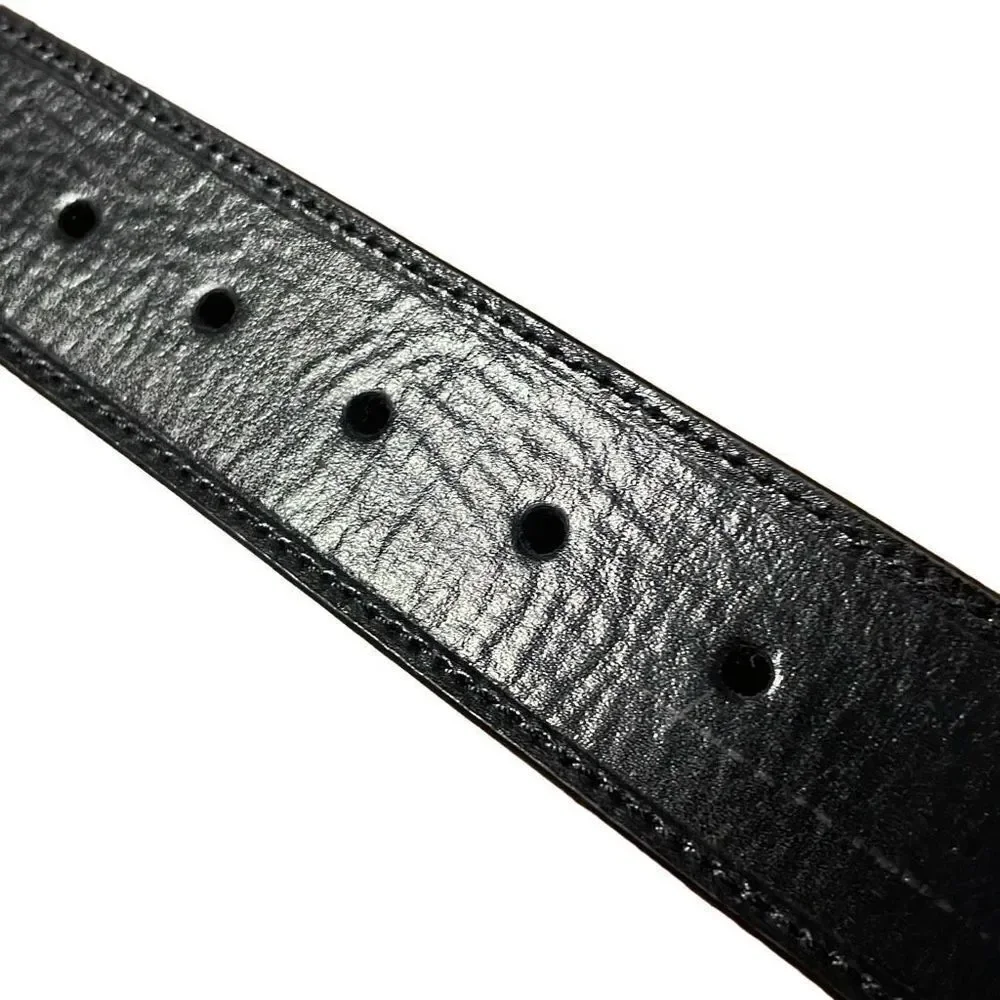 Levi Strauss heavy buckle belt black size 52 leather top manmade lining 16 holes
